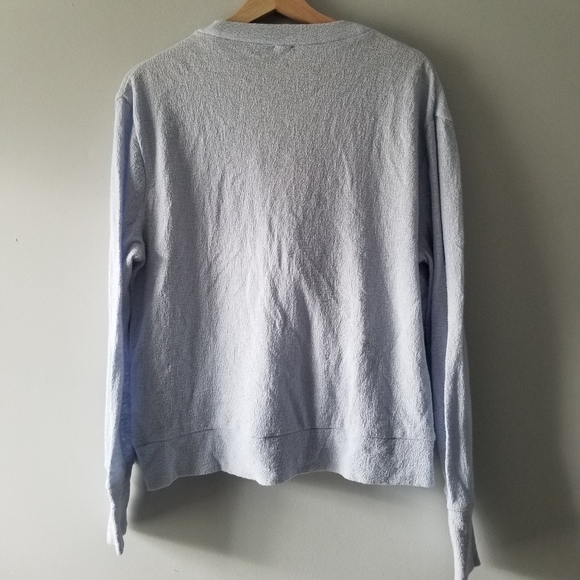 J Crew Faux Wrap Blue Top Textured Crepe Cotton - Picture 10 of 10